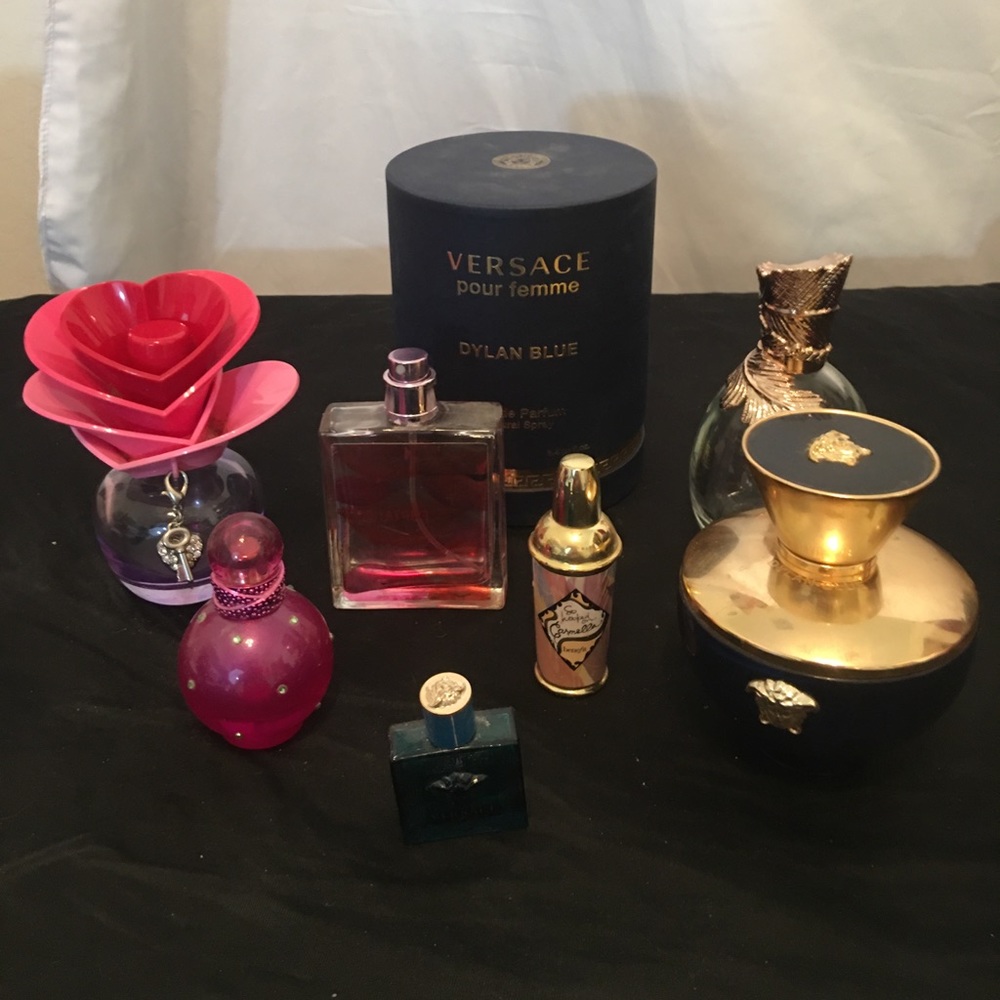 Lot of 8 Fragrance Bottles  - Various Brands - Empty - 1 Box